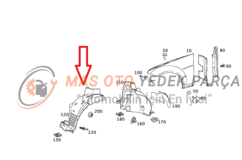 MERCEDES - BENZ W204 ÇAMURLUK DAVLUMBAZI : ÖNÜN ÖNÜ SAĞ A2046900230